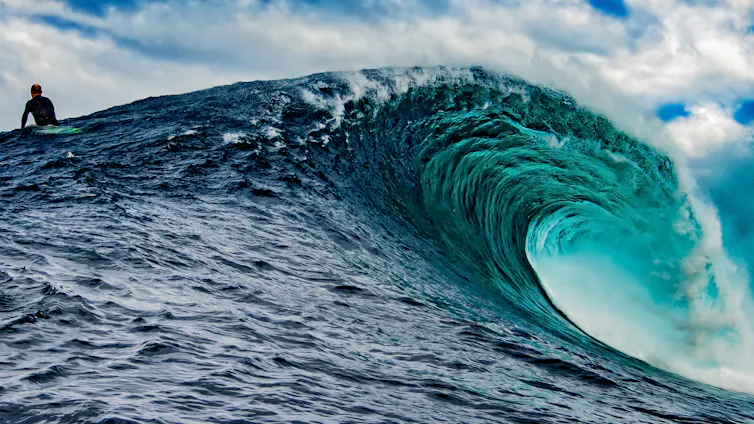 A surfer on a wave