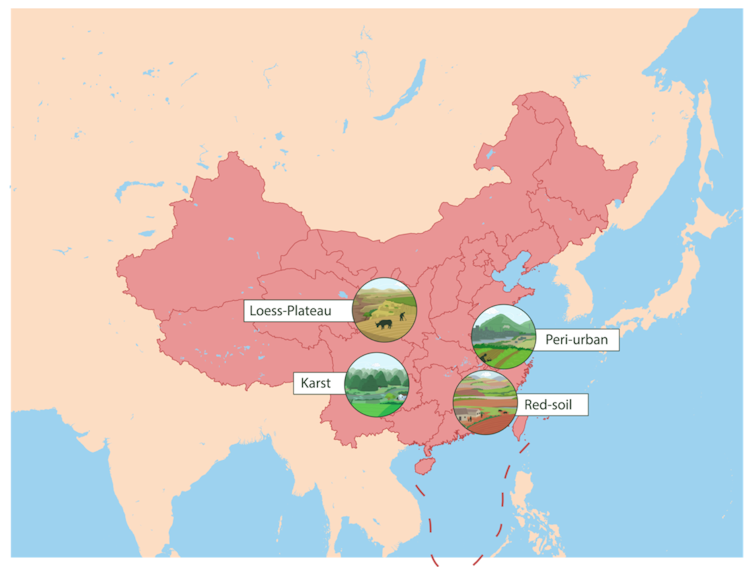 A graphic showing the location of the project's critical zone locations where they studied the area between groundwater and vegetation top.