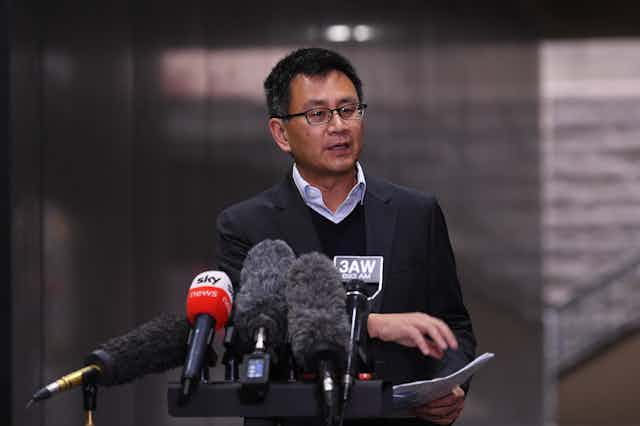 Former Victorian Deputy Chief Health Officer Allen Cheng at a press conference