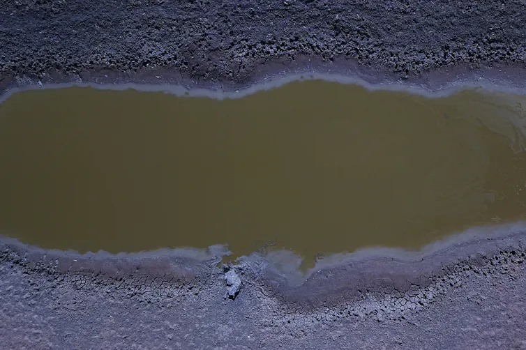 A water canal between Pooncarie and Menindee in western New South Wales in February 2019. At the time more than 98% of New South Wales was in drought.