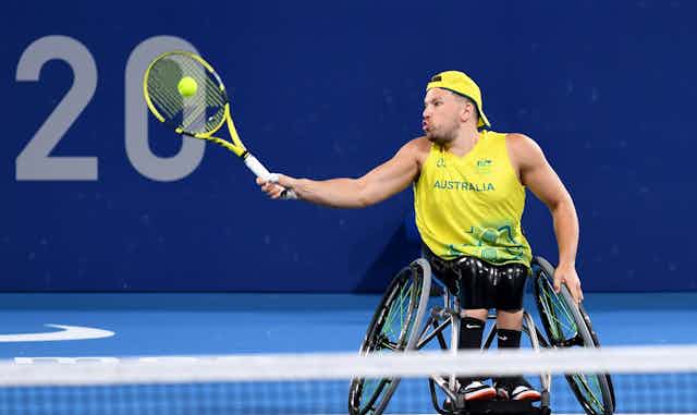Australian tennis player Dylan Alcott playing at the Tokyo Games
