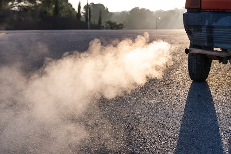 A smokey car exhaust.