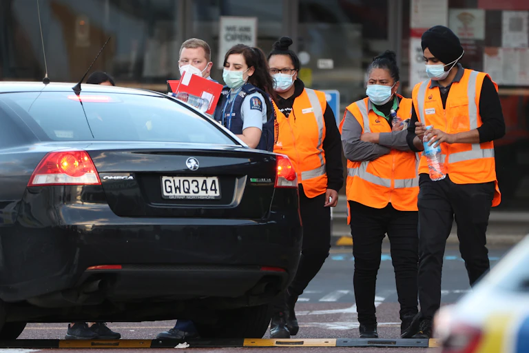 People outside the mall where a terrorist attack took place