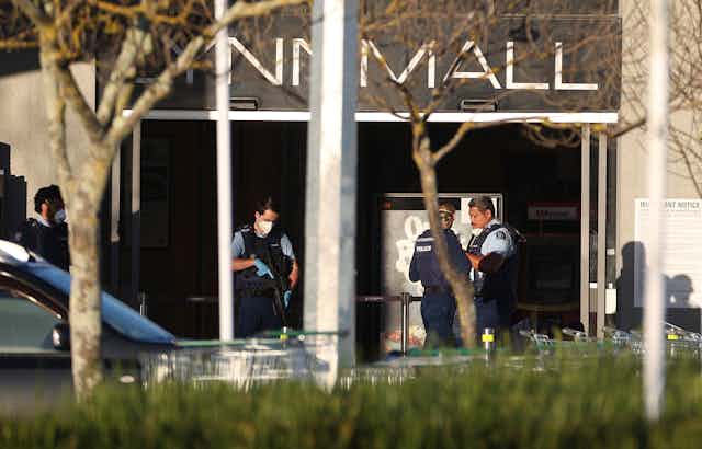 Police outside LynnMall,. where a terrorist attack happened