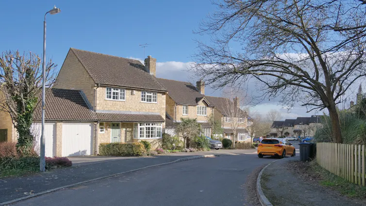 A residential street in England.