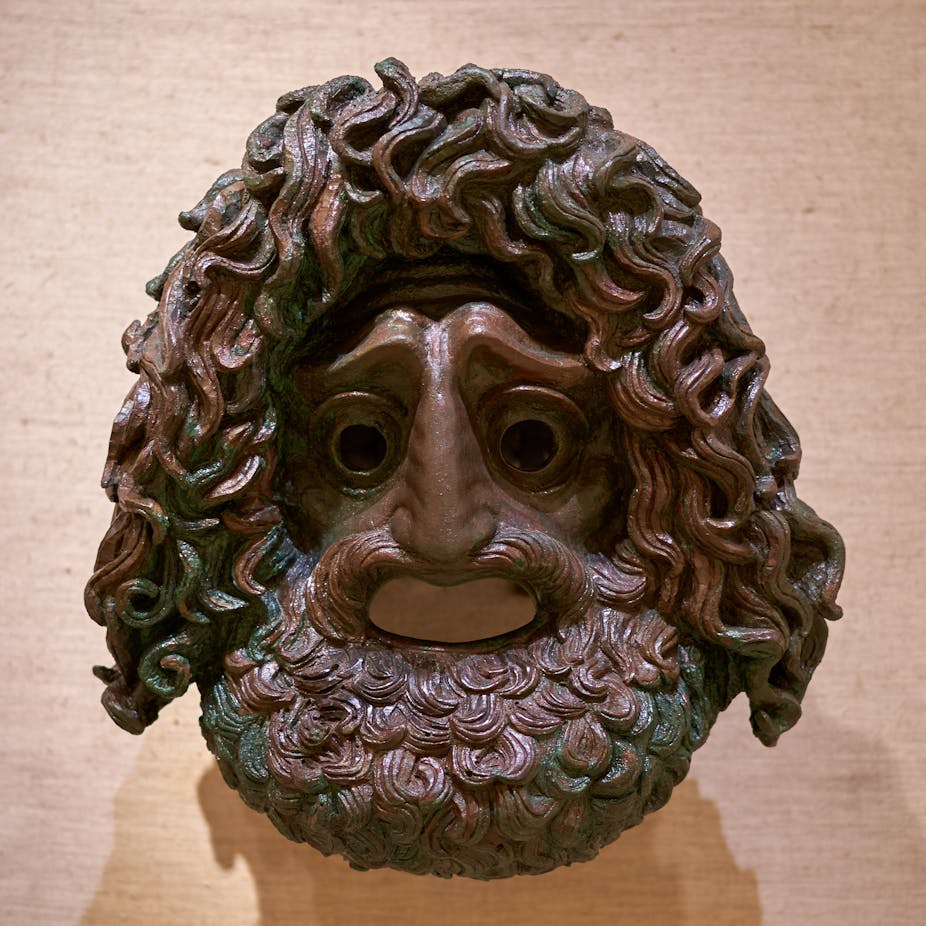 A Greek tragedy mask.