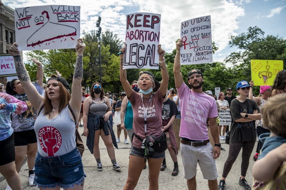 Manifestation en défense du droit à l'avortement à Austin, Texas, le 29 juin 2021.