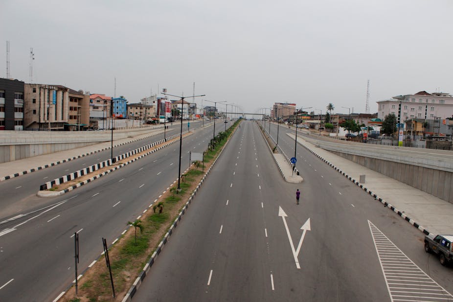 International Airport Road Lagos, Nigeria deserted on Wednesday April 1, 2020. 
