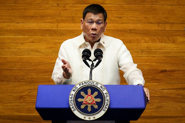 Philippine President Rodrigo Duterte delivers his State of the Nation Address (SONA) in Quezon City, Metro Manila, Philippines, 26 July 2021.