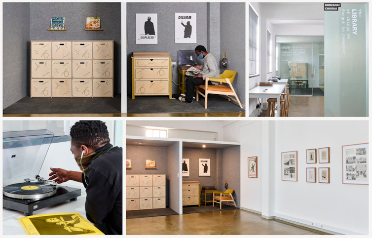 How Zimbabwean Artist Kudzanai Chiurai Has Reinvented The Idea Of A Library 42 Images Showing Vinyl Records And Listening Booths In A Neat, Clean Space With Posters And Artwork On The Walls.