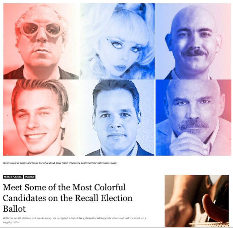 Six photos of candidates in a magazine story about 