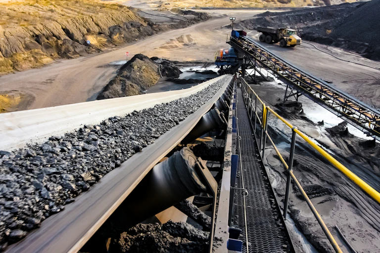 A slide with coal falling.