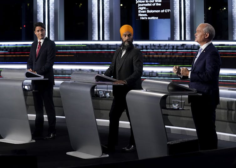 Liberal Leader Justin Trudeau, NDP Leader Jagmeet Singh,and Conservative Leader Erin O'Toole square off.