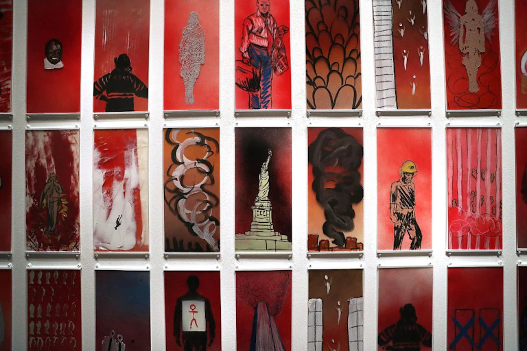 Peinture du 11 septembre par l’artiste Manju Shandler