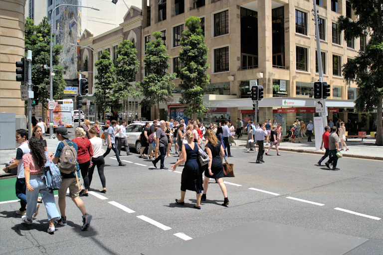pedestrians crossing scity streets