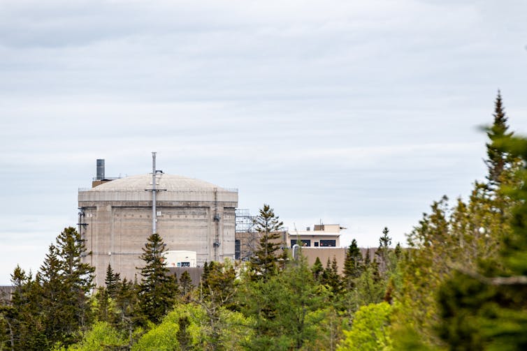 Distant view of the Point Lepreau nuclear power plant