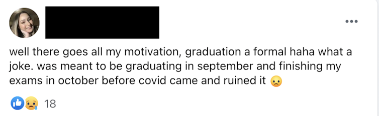 Screen shot of Facebook comment on HSC Discussion Group 2021