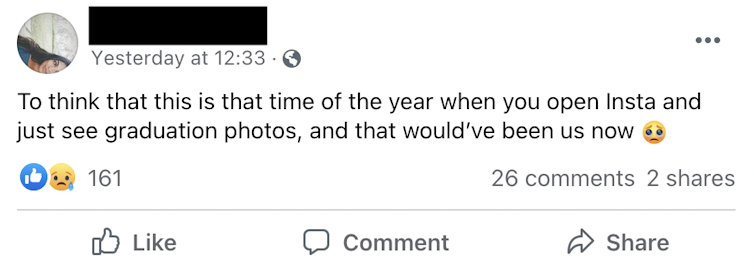 Screenshot of Facebook comment on HSC Discussion Group 2021