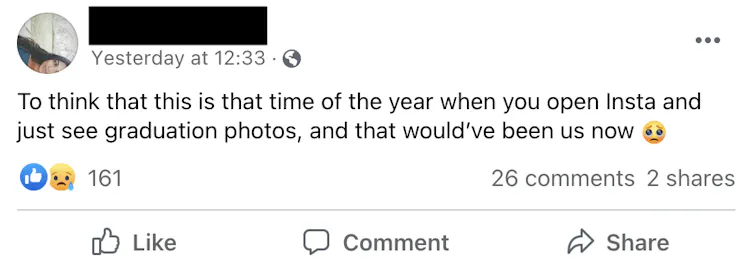 Screenshot of Facebook comment on HSC Discussion Group 2021