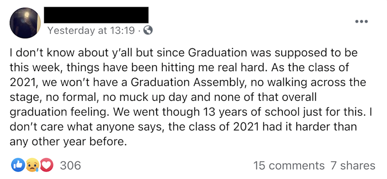 Screenshot of Facebook comment on HSC Discussion Group 2021