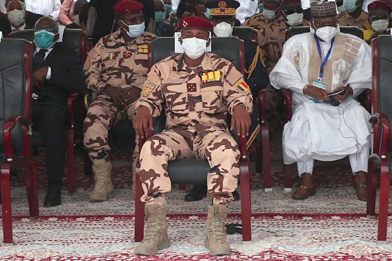 General Mahamat Idriss Déby at the funeral of his father Chadian president Idriss Deby.