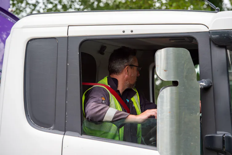 Lorry driver in his cab