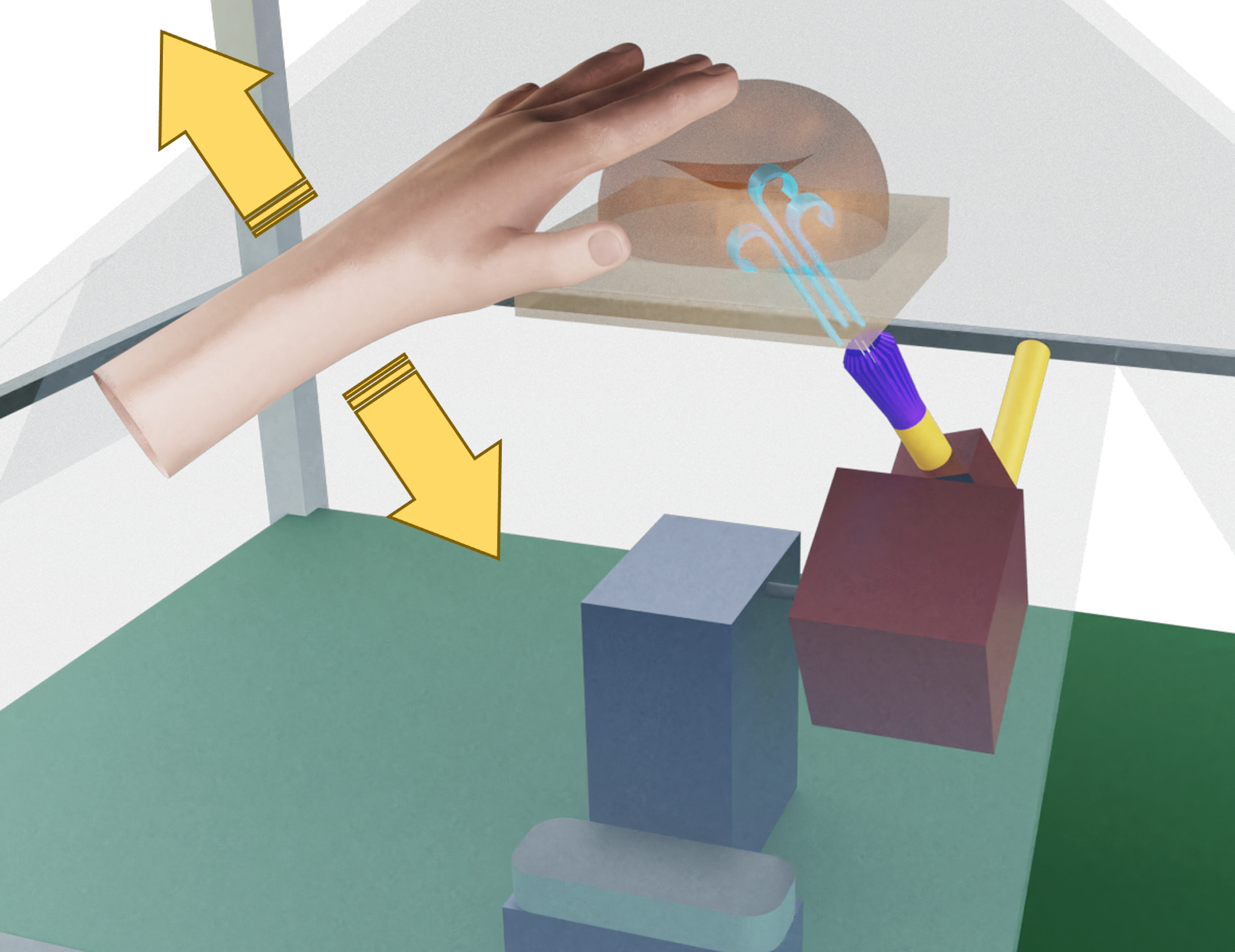 Diagram of the idea of touch with a hologram
