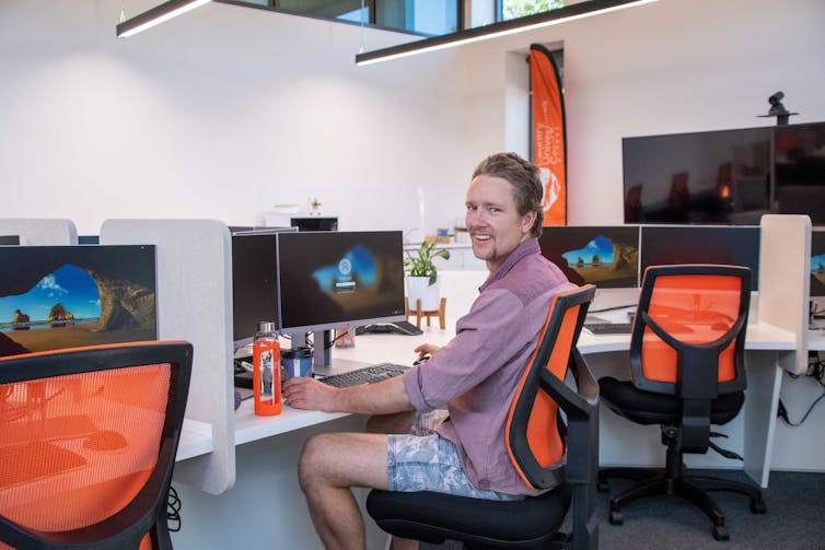 Young man working at a computer