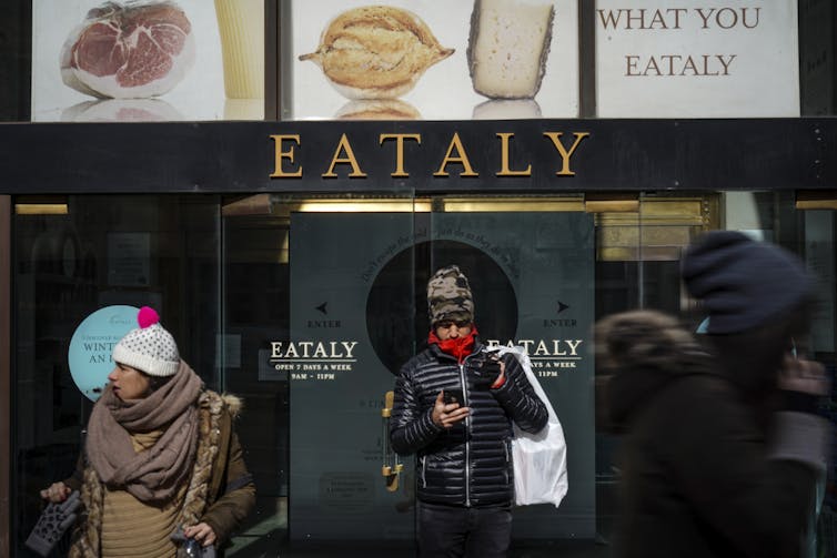 The entrance to New York City's Eataly food market.