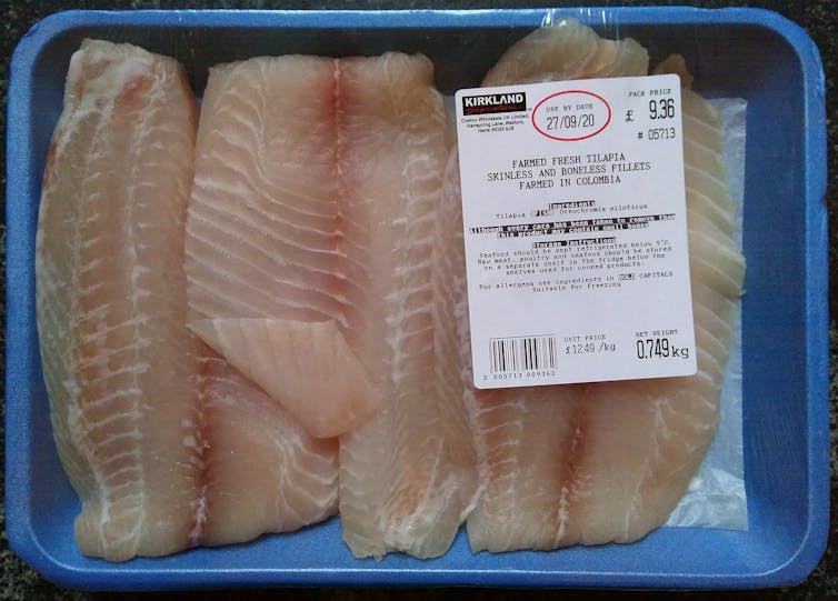 A packet of tilapia fish
