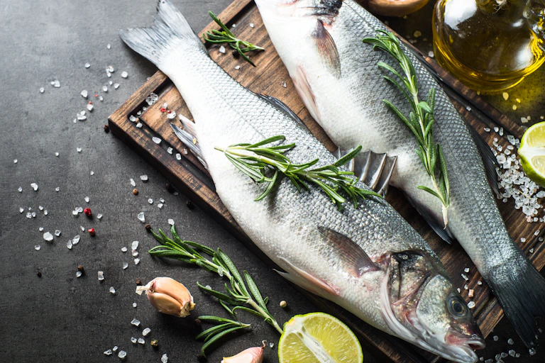 Fish being prepared for a meal.
