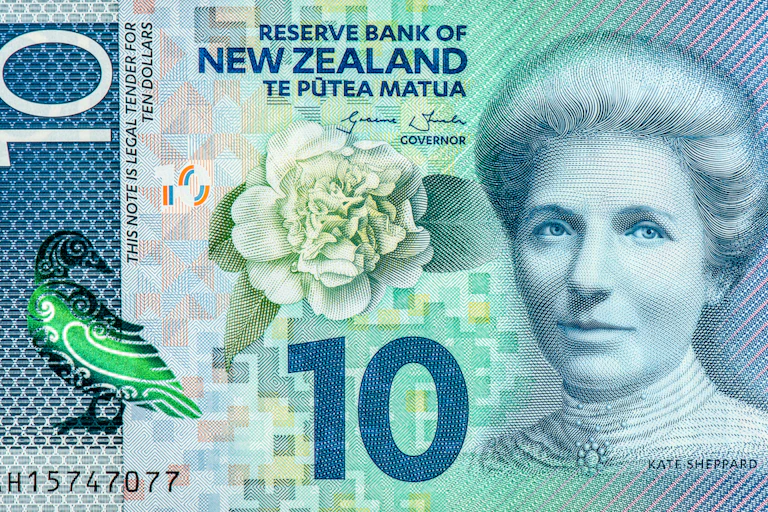 NZ ten dollar bill with Kate Sheppard's face