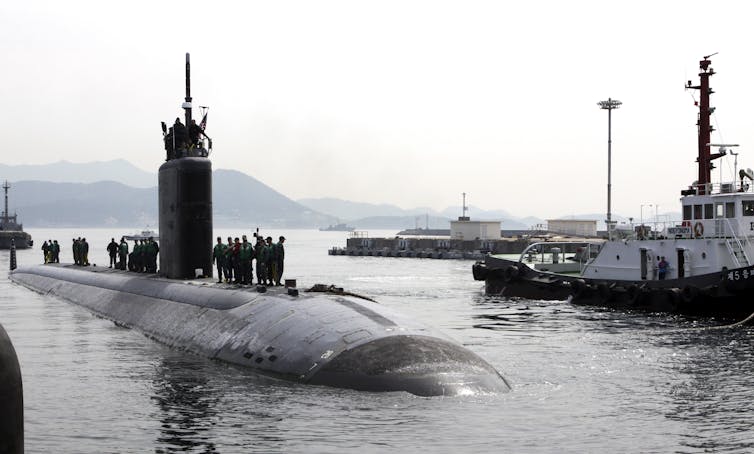 partially submerged submarine