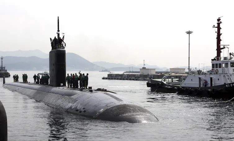 partially submerged submarine