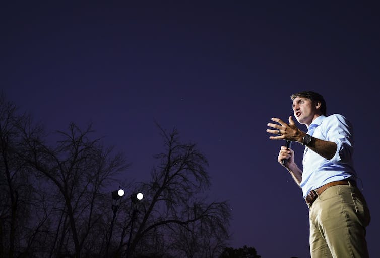 A Campaign Marked By Failure And Frustration 42 Trudeau Speaks Into A Microphone On A Stage.