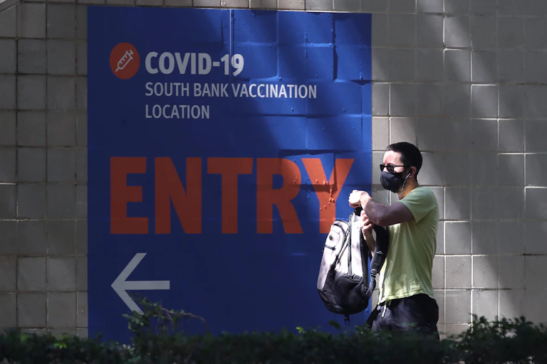 Man at vaccination place