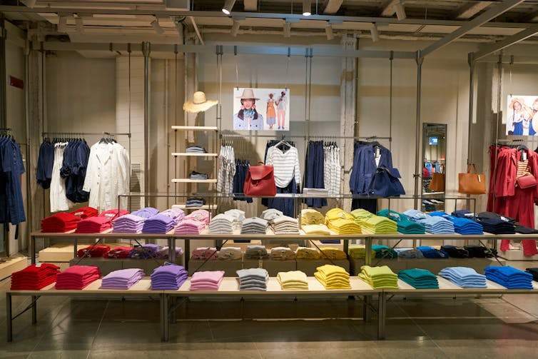 Interior display in a Benetton store.