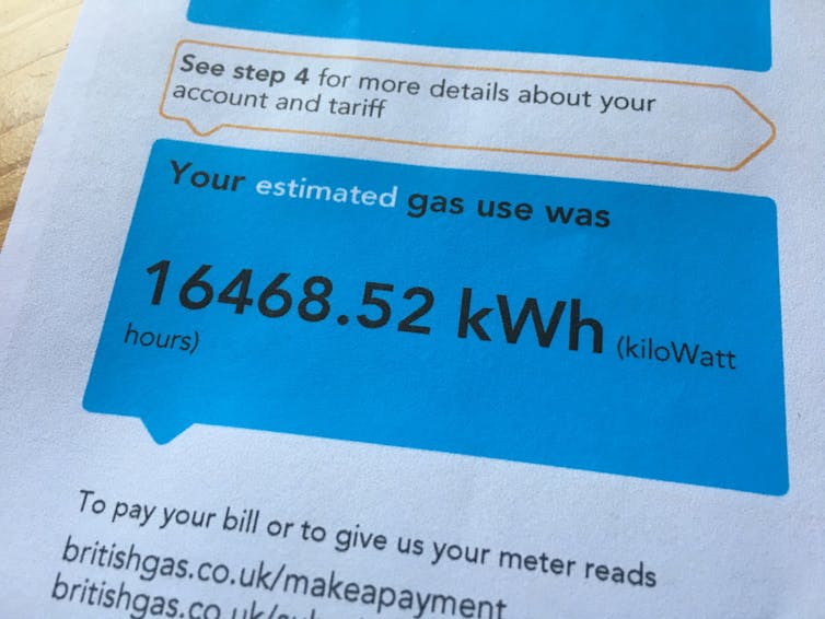 Close-up of a gas bill