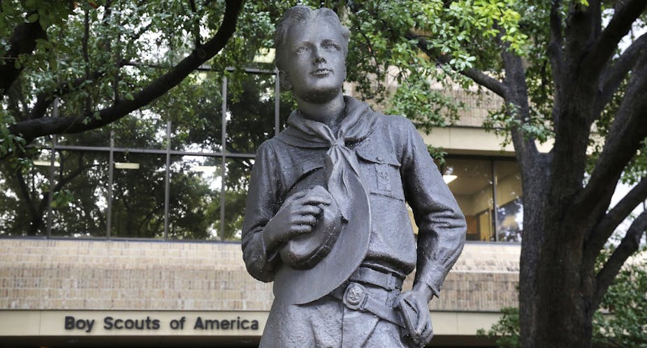 Statue of a Boy Scout, outside a Boy Scouts of America building