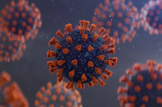 A computer-generated image of the coronavirus.