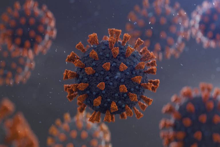 A computer-generated image of the coronavirus.