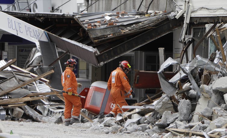 Emergency workers on Colombo Street