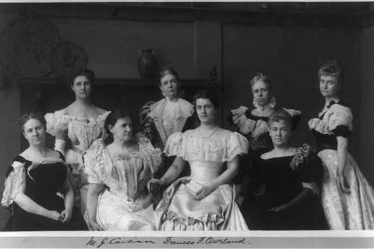 First Lady Frances Cleveland and the wives of members of Cleveland Cabinet pose for a photo in 1897.