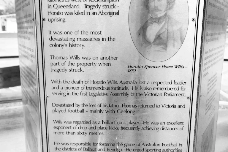An image of a plaque dedicated to Tom Wills.