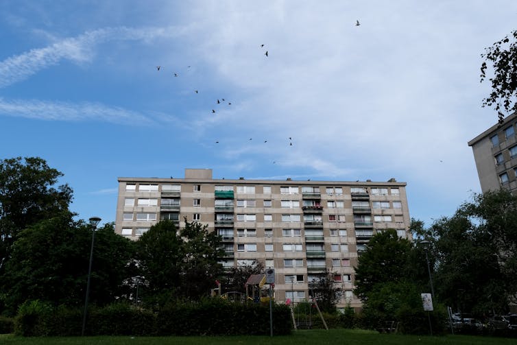Exterior view of residential flats in Jette, Belgium on July 8, 2021