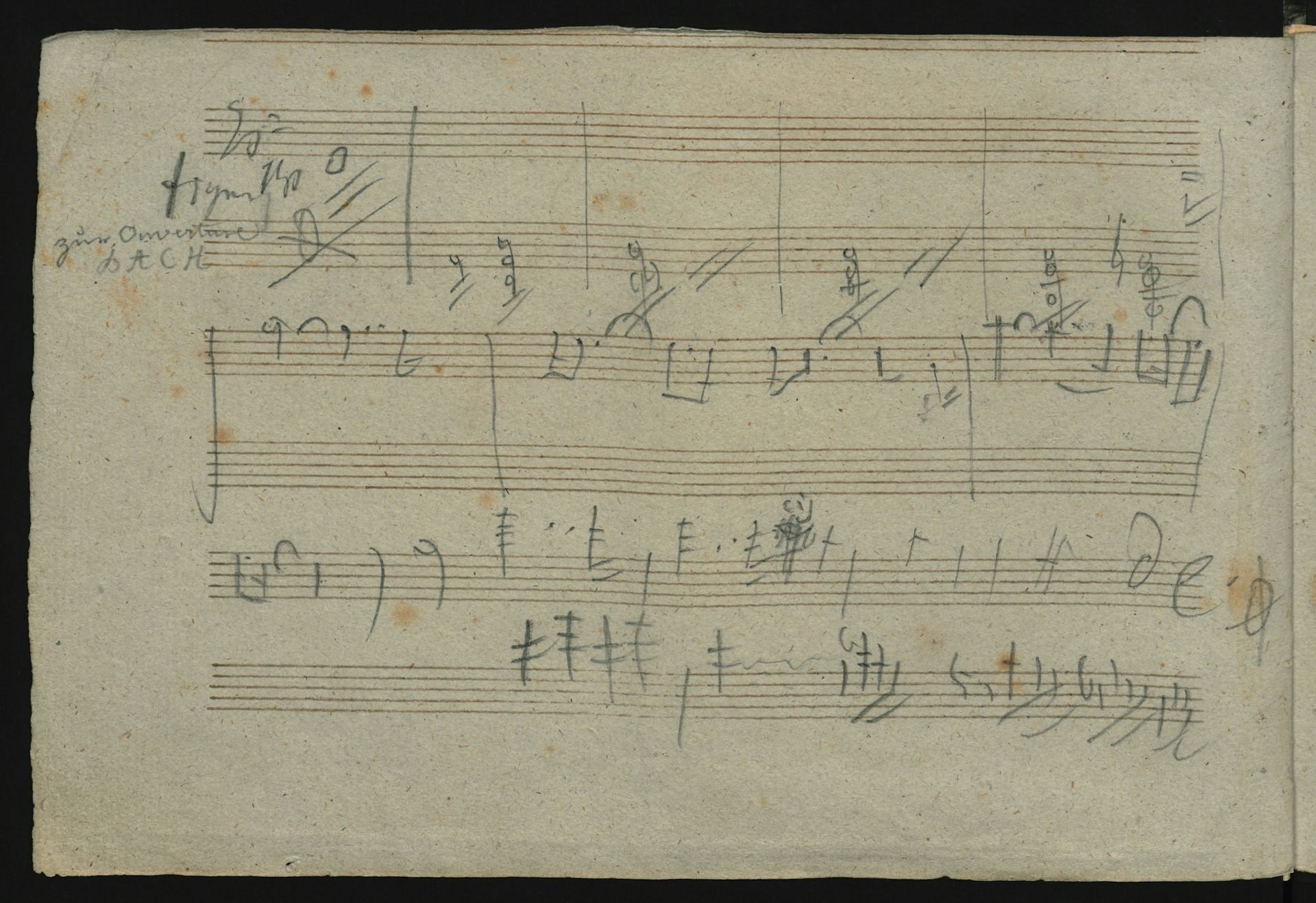 Piece of a Beethoven symphony with musical notes jotted on it