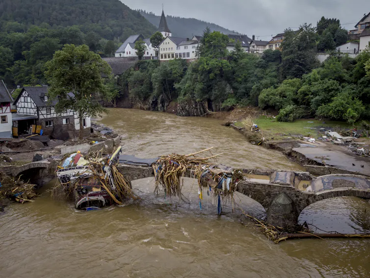damaged bridge over the Ahr river