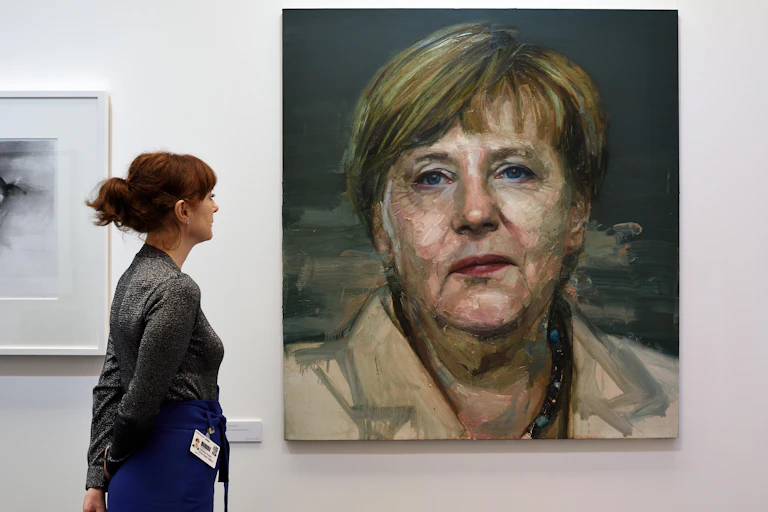 Angela Merkel 2015 portrait by Colin Davidson.