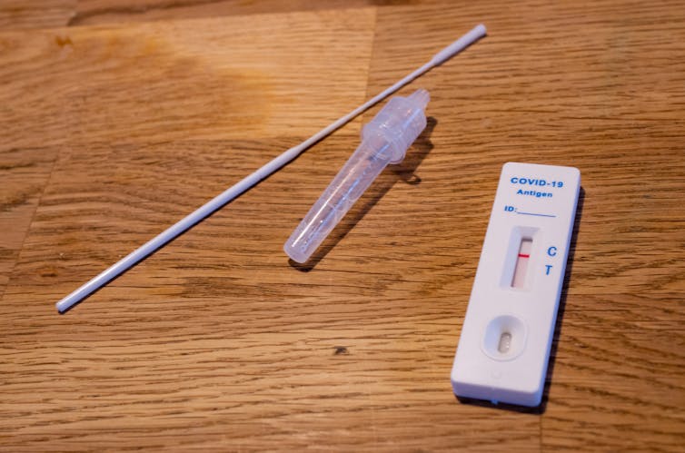 Rapid antigen test for COVID on a table