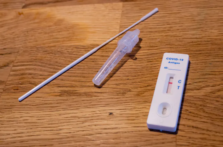Rapid antigen test for COVID on a table